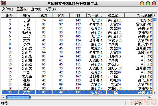 三国群英传2武将数据快速查询工具 我爱秘籍