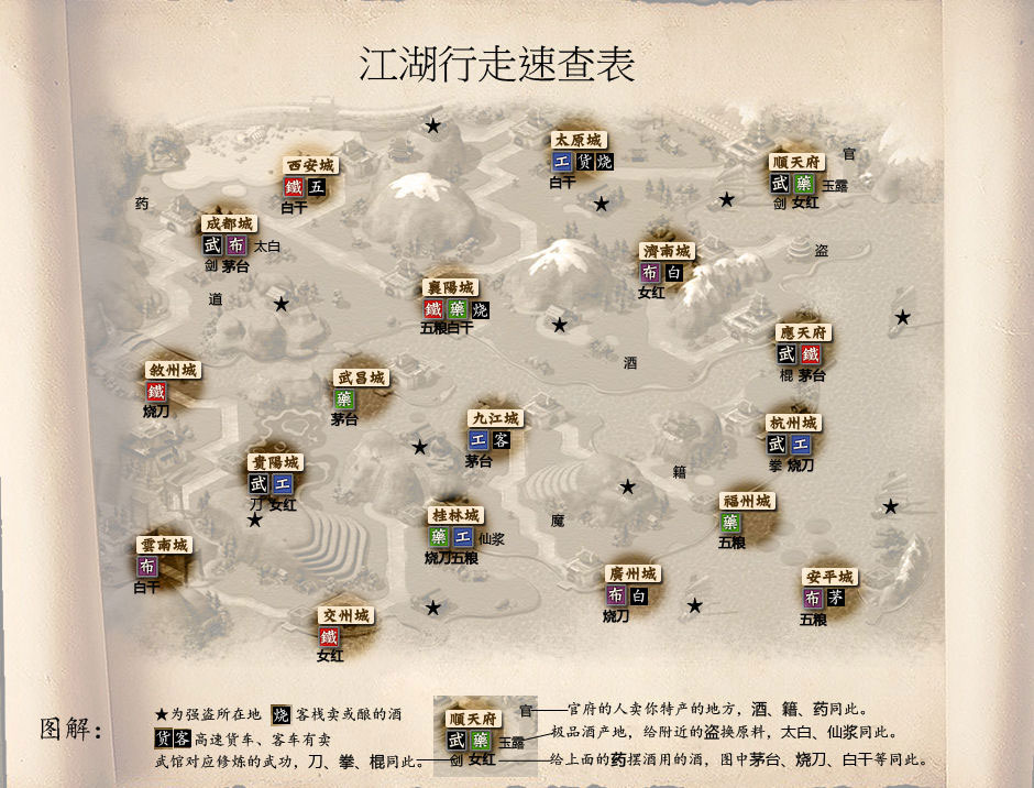 《神镖闯江湖》江湖行走速查地图 - 我爱秘籍